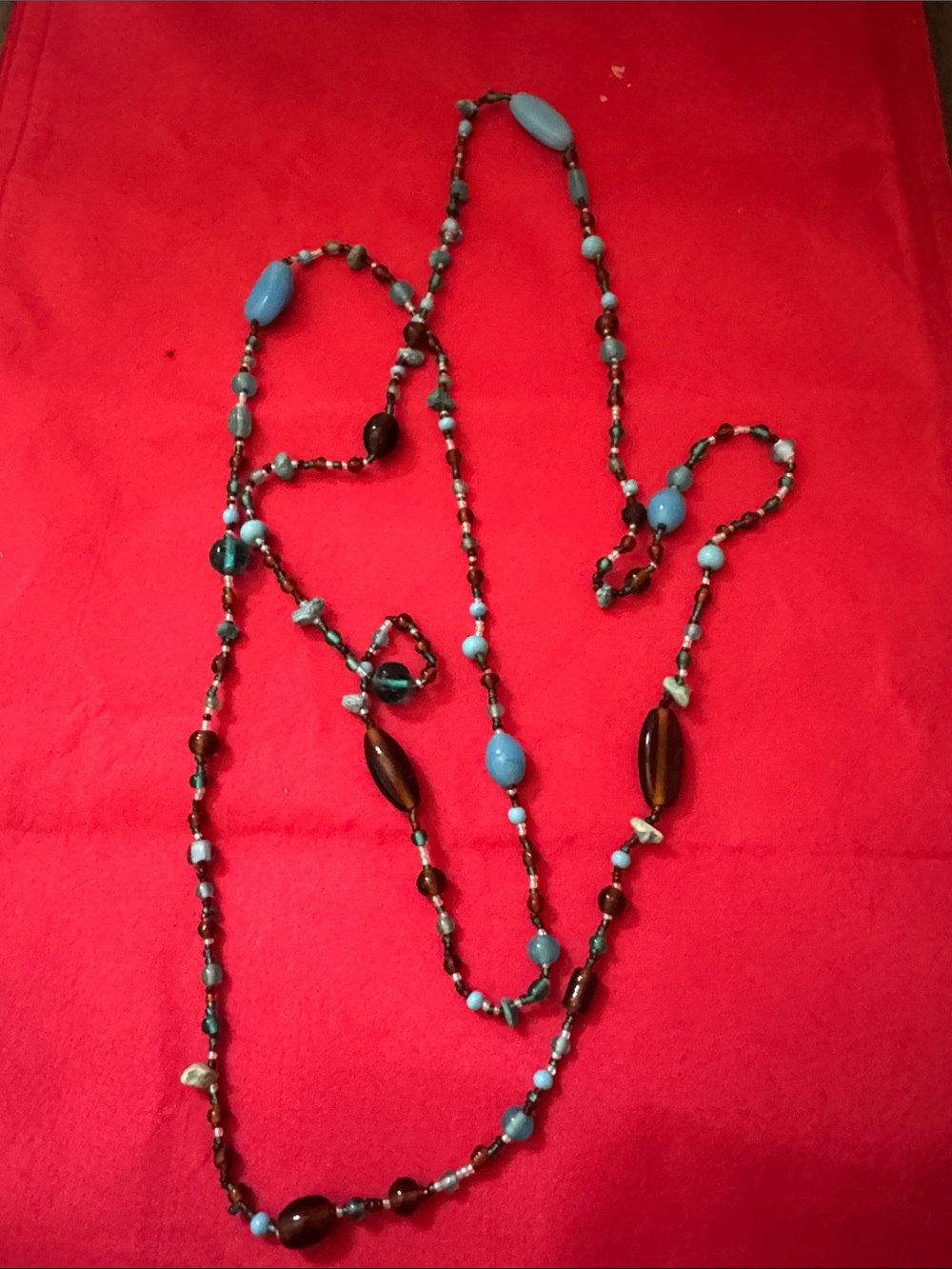 VTG Turquoise and Brown And Blue Beads EXTREMELY LONG 29”